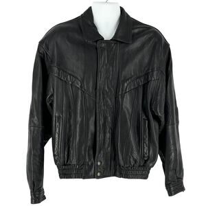 90s black leather jacket Classic Colette by Cougar 1990s vintage